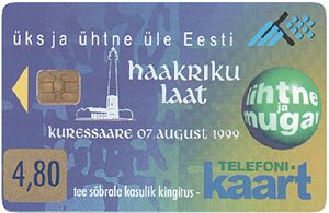 Haakriku laat 1999 telefonikaardi letrkk